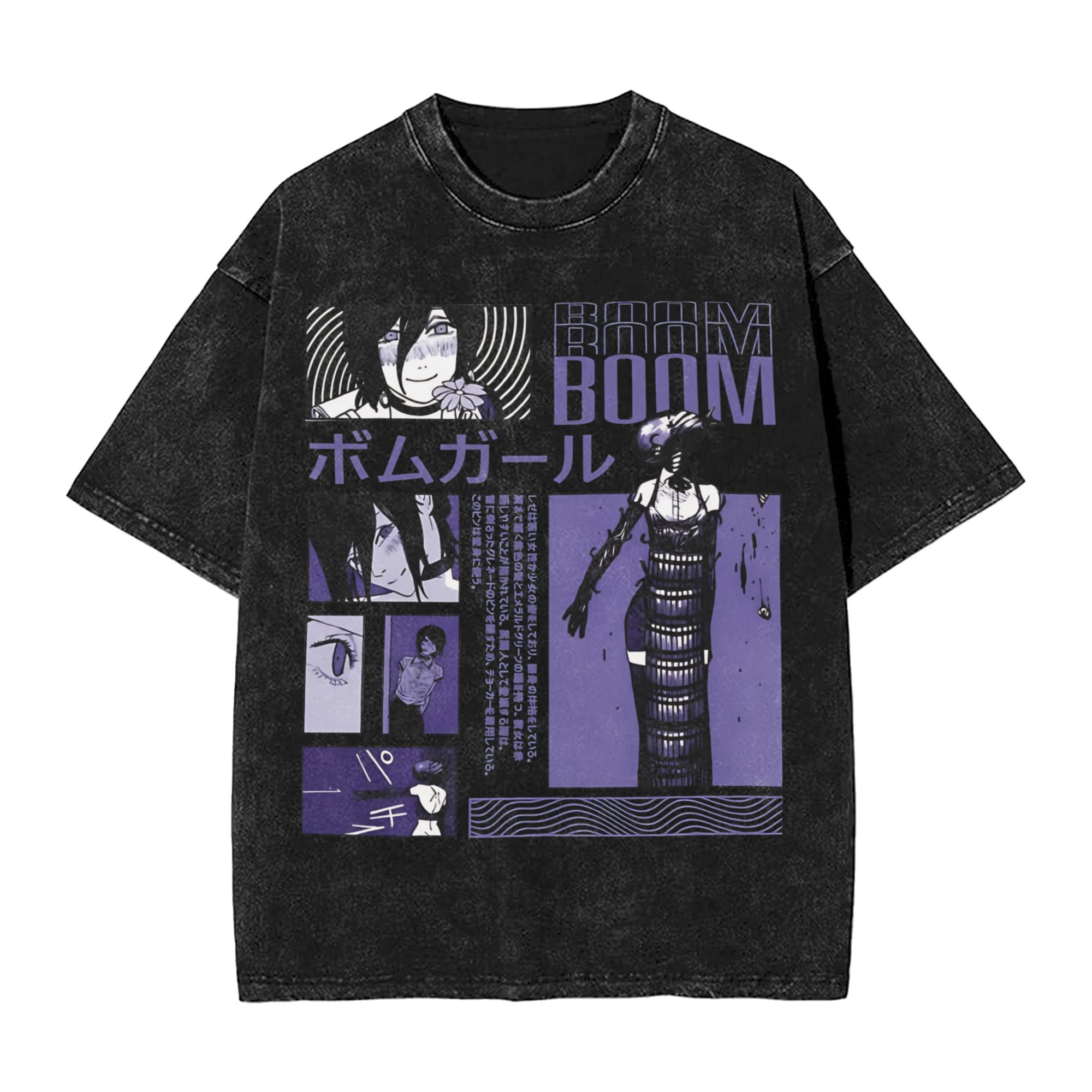Anime Cosplay Chainsaw Man - Chainsaw Man Washed Cotton T-Shirt,Anime Printed