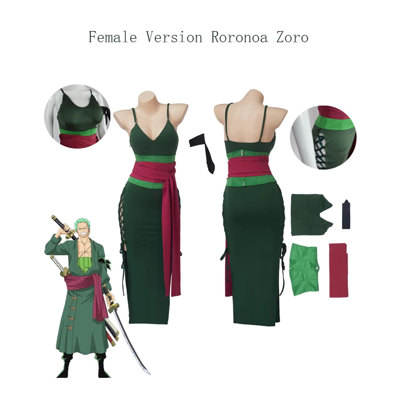 Cosplay Anime Zoro - Roronoa Zoro Cosplay Costume for Women,