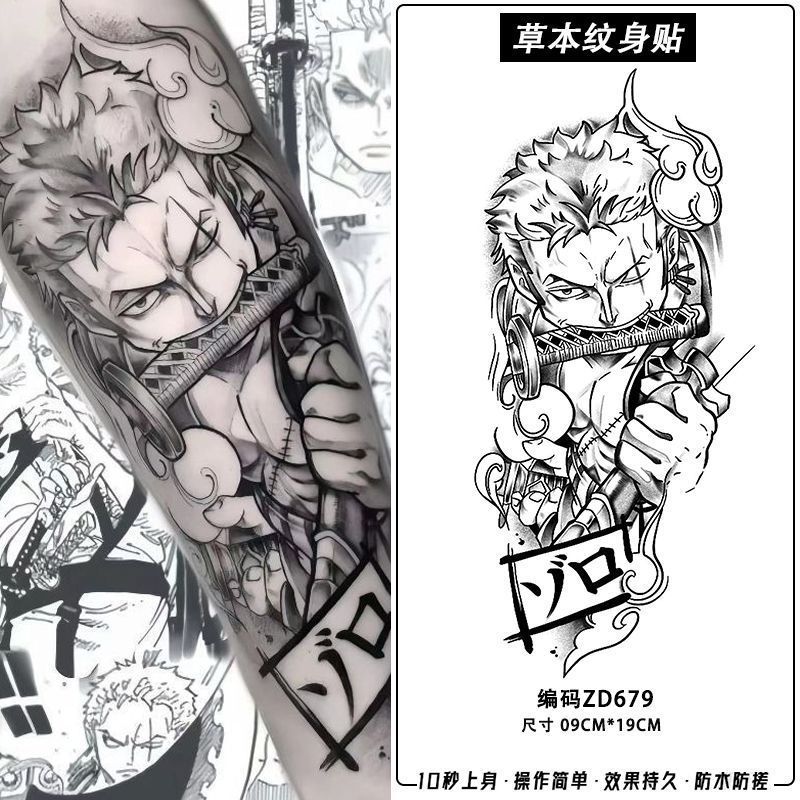 Cosplay Anime Zoro - 2/6pcs One Piece Zoro Temporary Tattoo