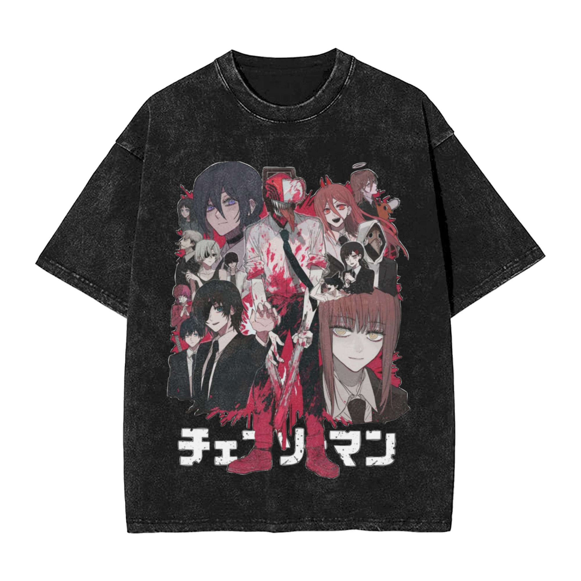 Chainsaw Man Washed Cotton T-S - Anime Cosplay Chainsaw Man recension och pris