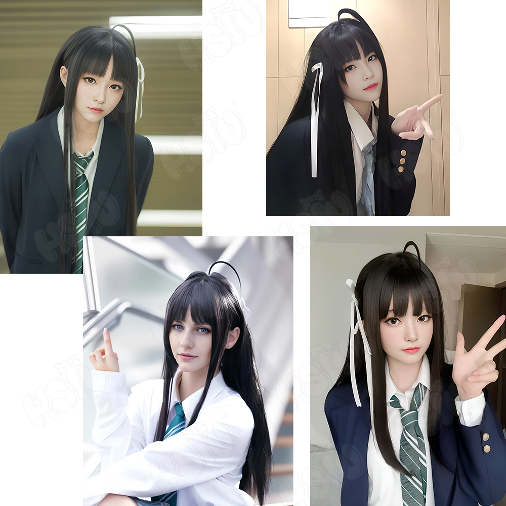 Awa Subaru Cosplay Wig HSIU 80 - Anime Cosplay Girl With Black Hair recension och pris