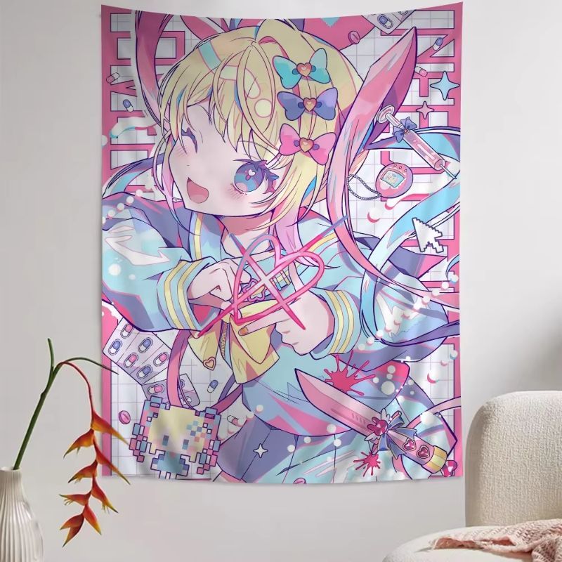 VIKAMA Pink Anime Girl Tapestr - Anime Cosplay Girl Photo recension och pris