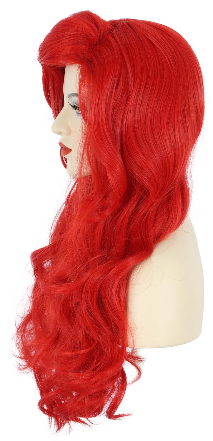 Women Long Wavy Red Wigs Hallo - Anime Cosplay Red Hair recension och pris