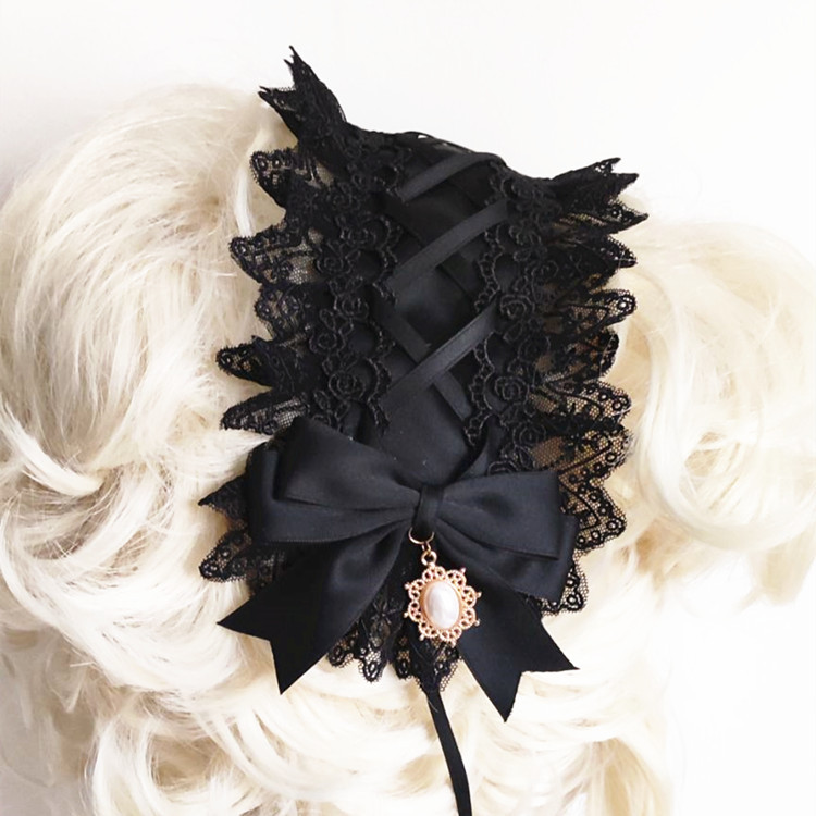 Red Dark Gothic Lolita Lace Ha - Anime Cosplay Girl With Black Hair recension och pris